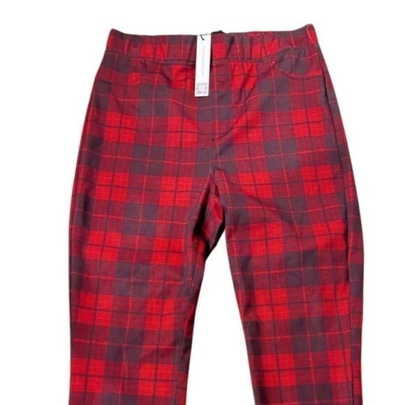 Sanctuary Runway Red Plaid Leggings pants, size   L New - Picture 7 of 8